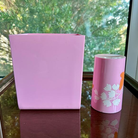 Vintage Pink Butterfly Bathroom Set – Tissue Box Cover & Cup - Picture 3 of 11